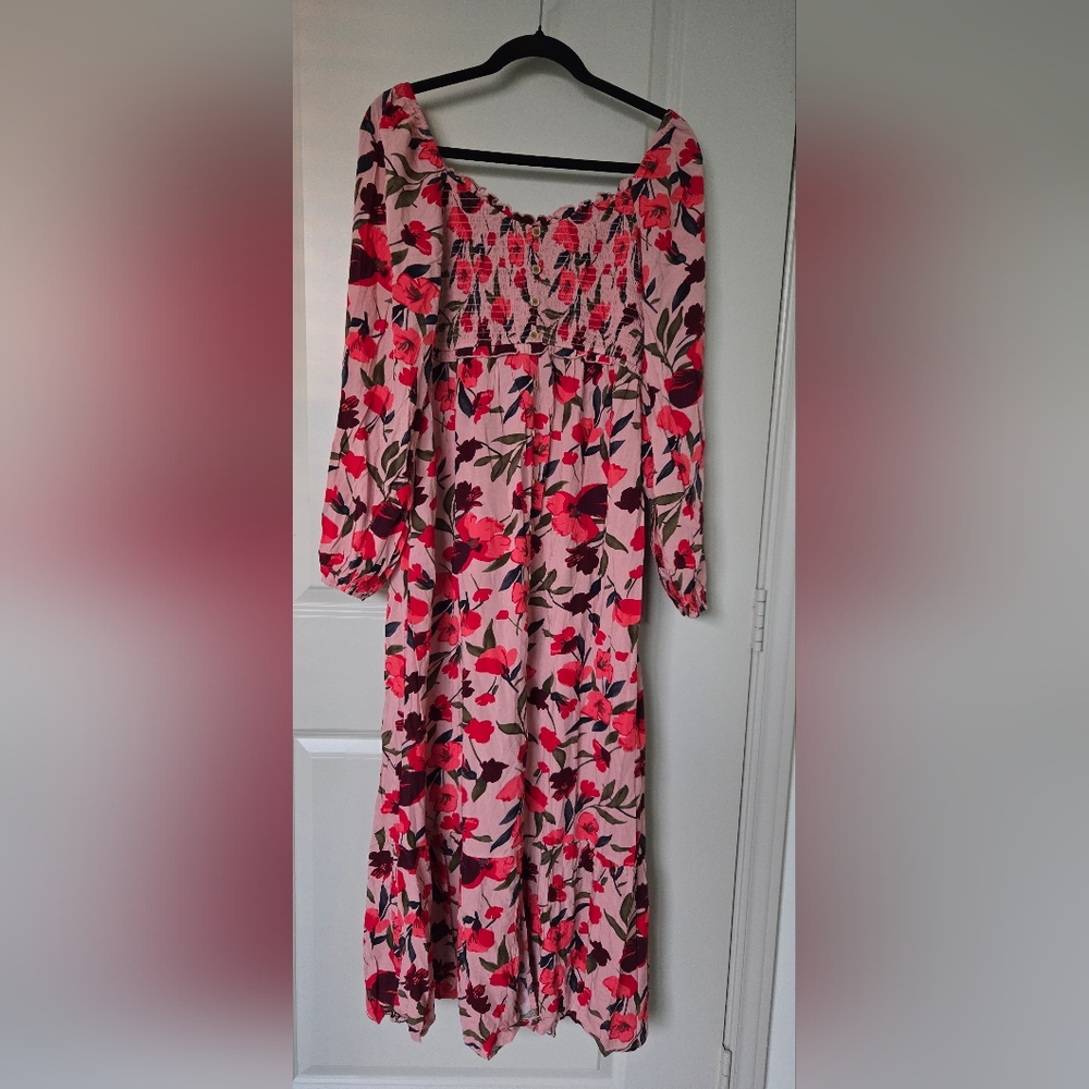 Dokotoo Pink/Red Floral Maxi Dress- NWT